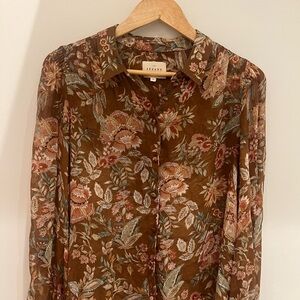 Sezane Tianna Shirt Flower Camel - Size 4
